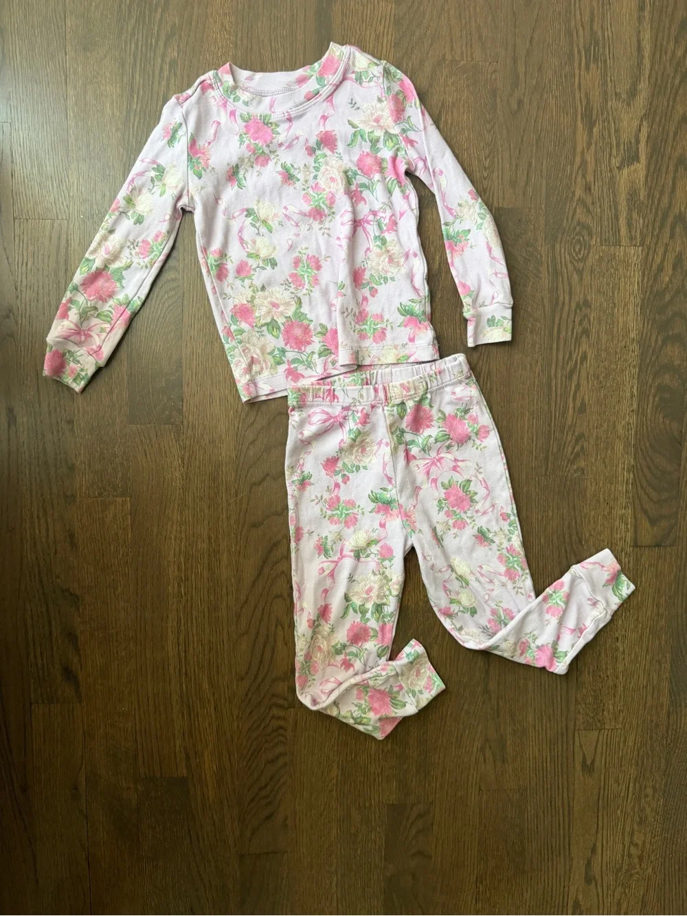 Love Shack Fancy Girls Pink Floral Long-Sleeve Pajama Set